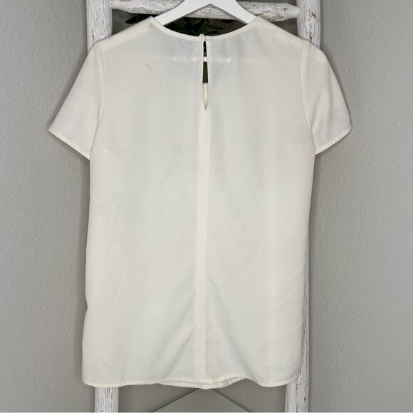 Zara Womens Ivory Short Sleeve Top Blouse Minimalist Basic Career - Picture 2 of 4